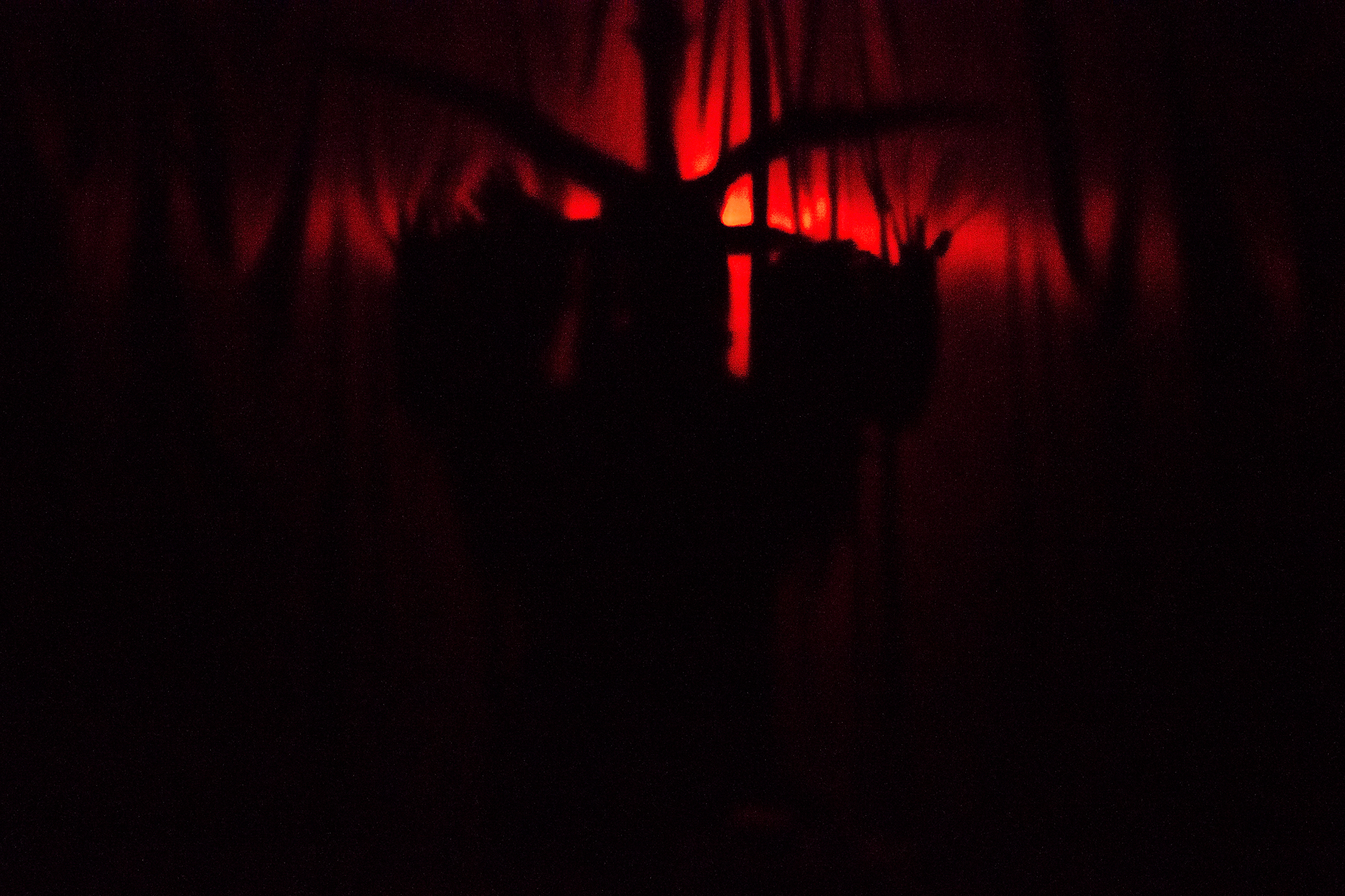 silhouette of baphomet with red light